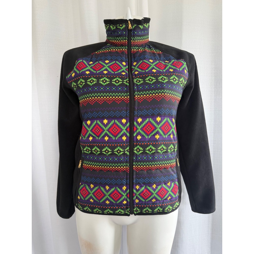 Lauren Ralph Lauren Fleece Jacket Women's Size L Fair Isle Print Zip Up